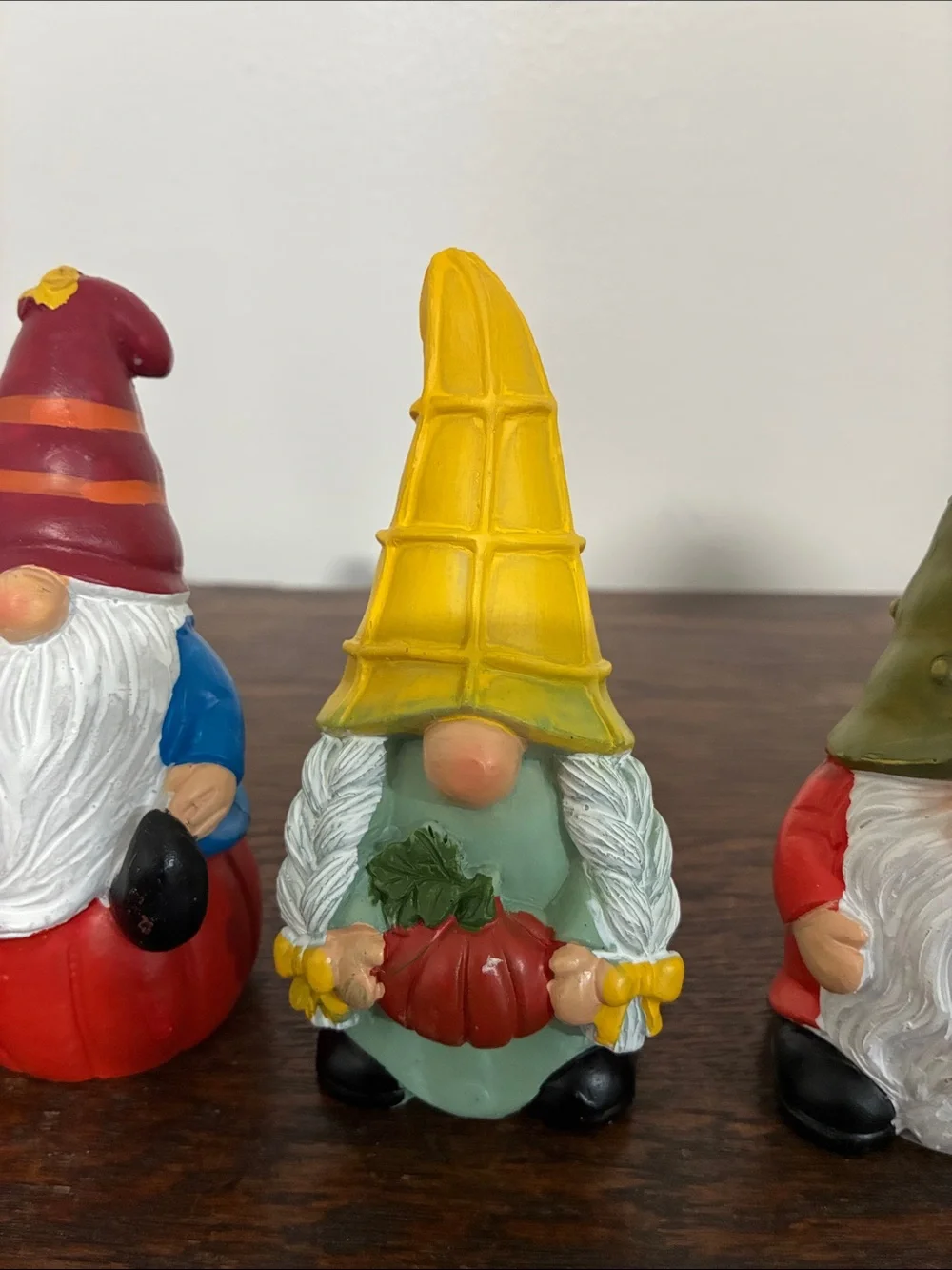 NWT- Hand Painted- Set of 6- Fall- Harvest Themed Gnome Decorations